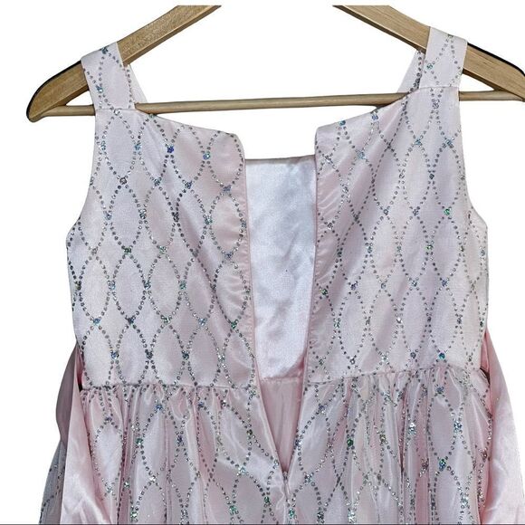 CINDERELLA SWEET & Sparkly Satin Metallic Mesh Overlay Crinoline Party Dress - Picture 4 of 7